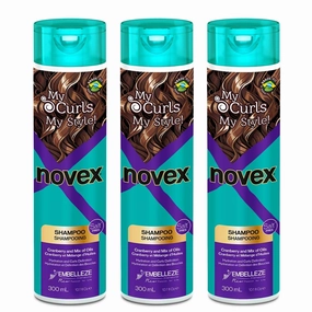 NOVEX My Curls Shampoo - 300ml- Defines Curls -Controls Volume - Reduces Frizz - Adds Softness - For All Curly Hair Types - 3 Pack (My Curls)