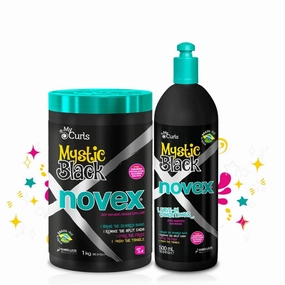 Novex Santo Black Poderoso (Mystic Black My Curl Leave-in 16.9oz   Mask 35.3oz) Duo Set