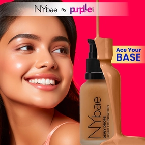 NY Bae Dewy Drops Foundation| Natural Finish | Everyday Glow |Lightweight Concealer | Moisturising - Mocha 06 (30 ml)