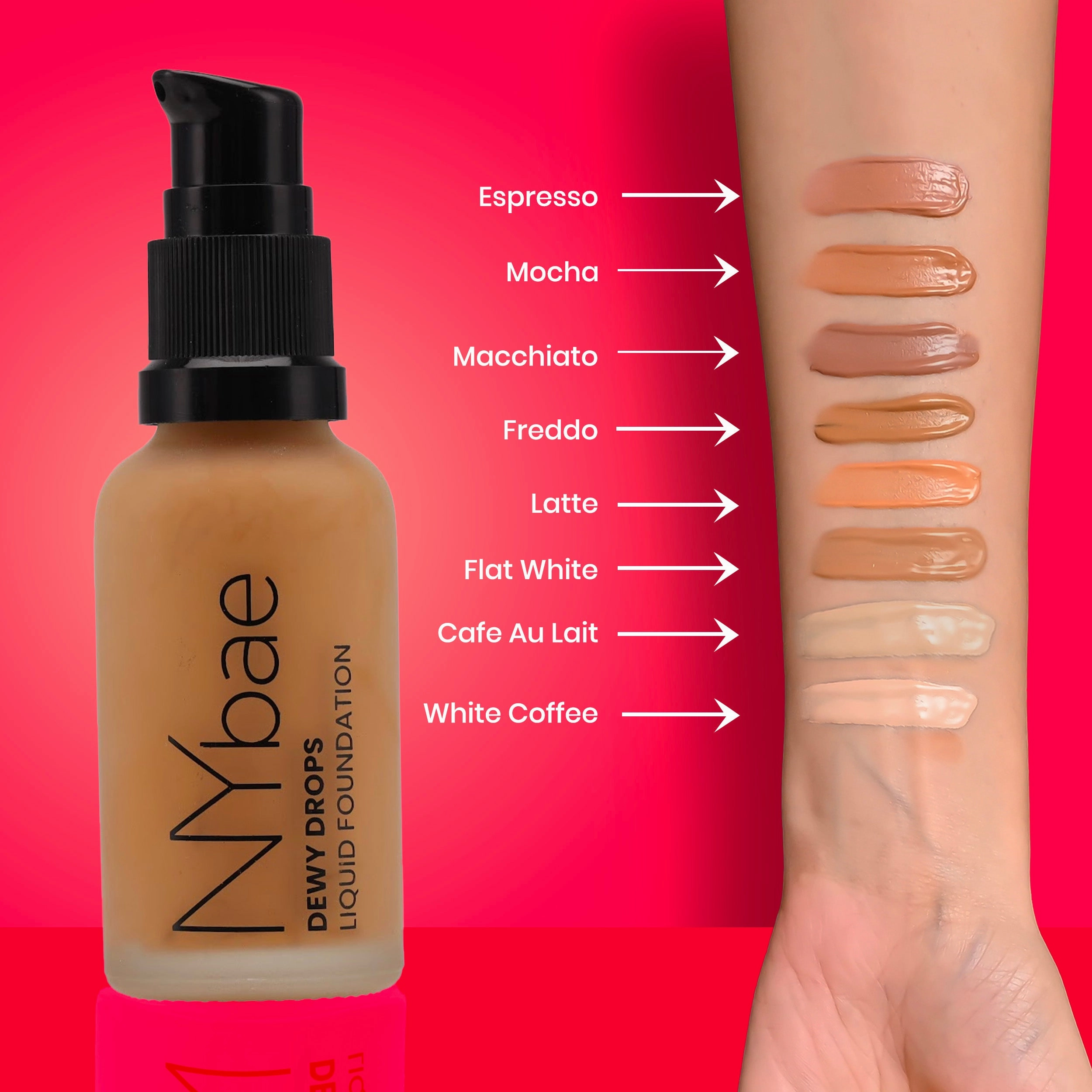 NY Bae Dewy Drops Foundation| Natural Finish | Everyday Glow |Lightweight Concealer | Moisturising - Mocha 06 (30 ml)