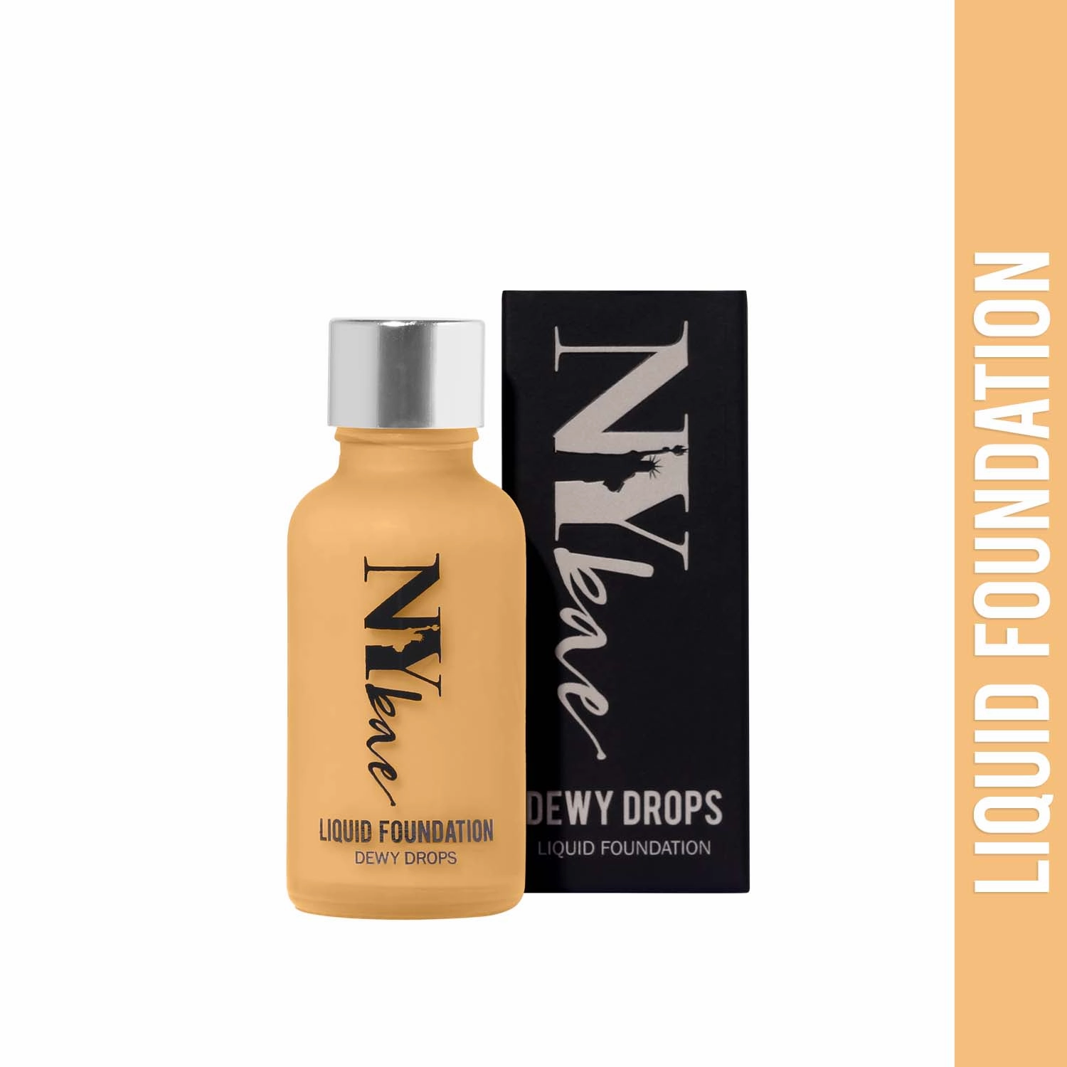 NY Bae Dewy Drops Liquid Foundation | Natural | Full Coverage | Smooth & Light | Easily Blendable | Fair Skin Tone | Cool Undertone - Flat White 1 (30 ml)