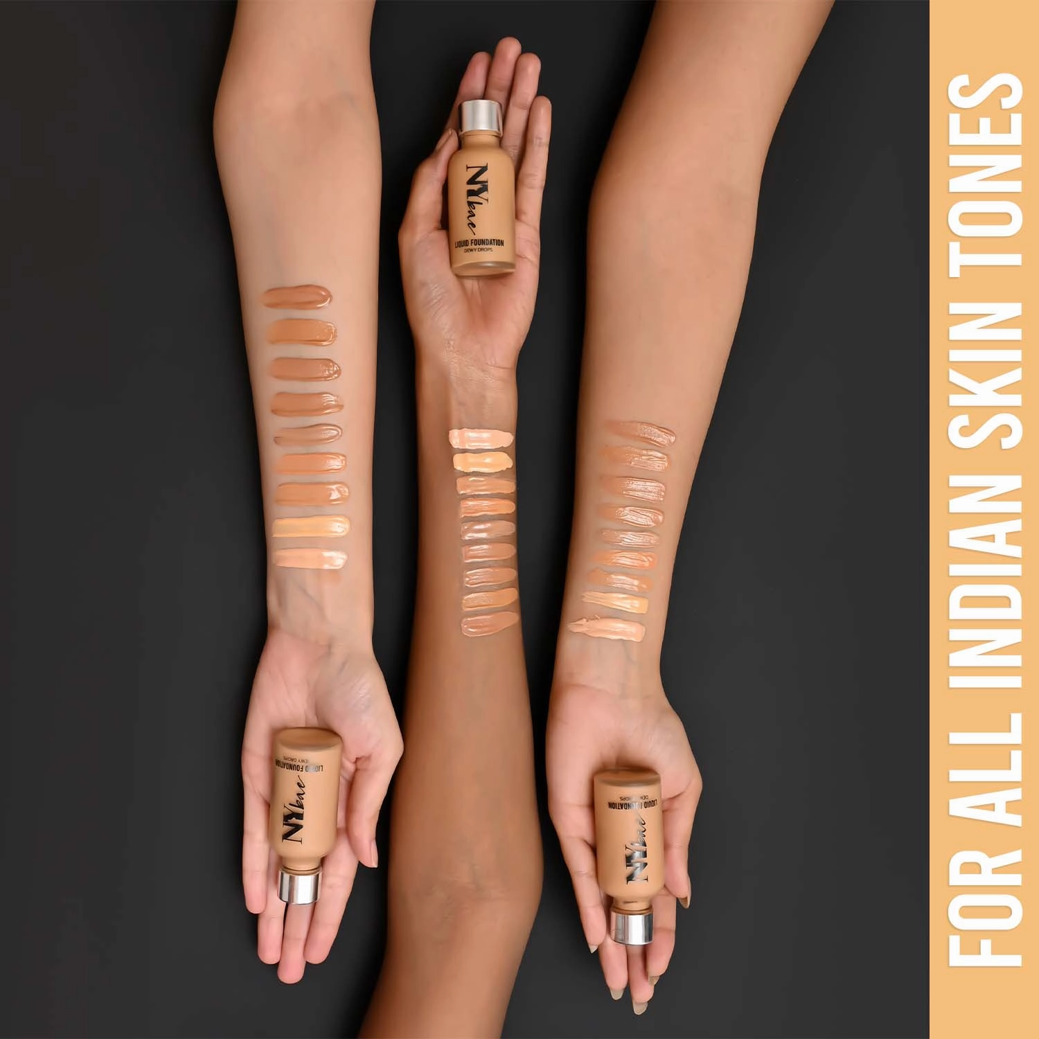 NY Bae Dewy Drops Liquid Foundation | Natural | Full Coverage | Smooth & Light | Easily Blendable | Fair Skin Tone | Cool Undertone - Flat White 1 (30 ml)
