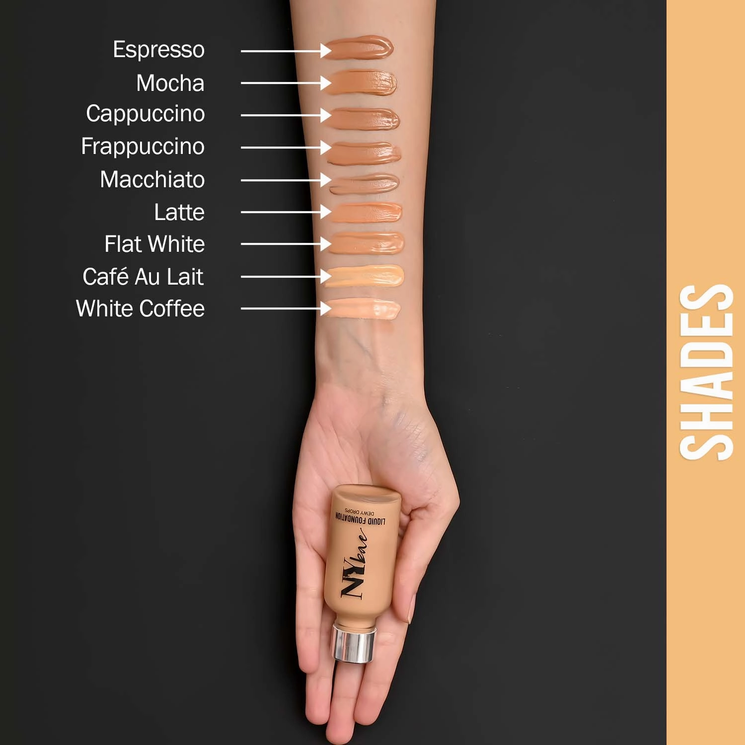 NY Bae Dewy Drops Liquid Foundation | Natural | Full Coverage | Smooth & Light | Easily Blendable | Fair Skin Tone | Cool Undertone - Flat White 1 (30 ml)