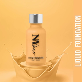 NY Bae Dewy Drops Liquid Foundation | Natural | Full Coverage | Smooth & Light | Easily Blendable | Wheatish Skin Tone | Cool Undertone - Freddo 4 (30 ml)  