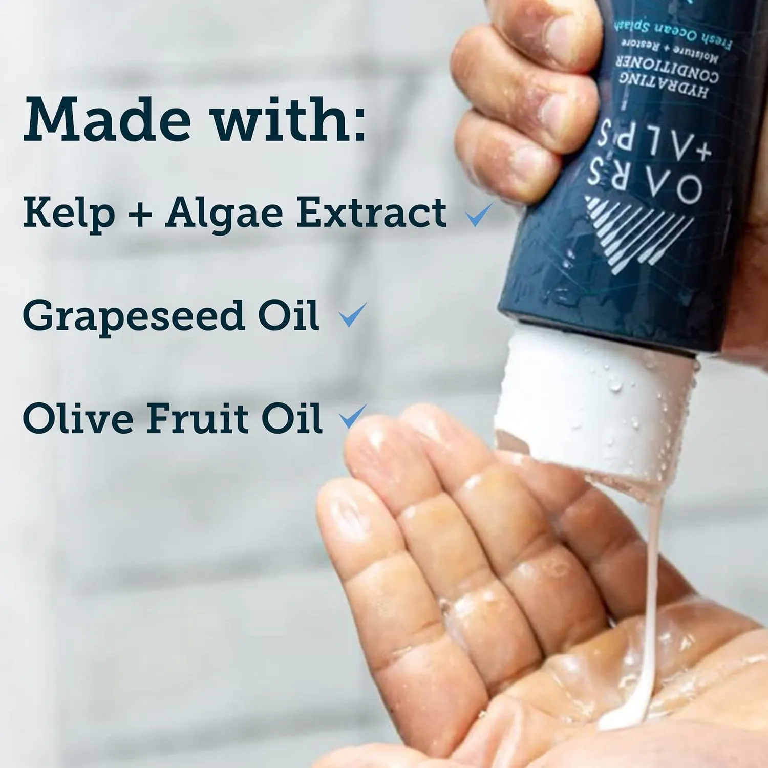 Oars   Alps Men's Sulfate Free Hair Shampoo and Conditioner Set, Infused with Kelp and Algae Extracts, Fresh Ocean Splash, 12 Fl Oz Each