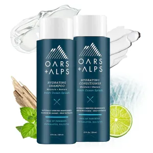 Oars   Alps Men's Sulfate Free Hair Shampoo and Conditioner Set, Infused with Kelp and Algae Extracts, Fresh Ocean Splash, 12 Fl Oz Each