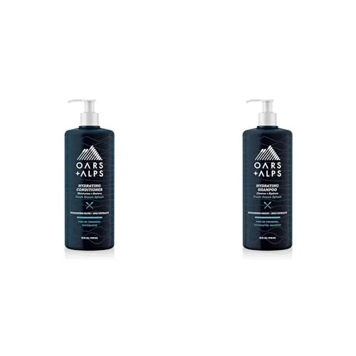 Oars   Alps Men's Sulfate Free Hair Shampoo and Conditioner Set, Infused with Kelp and Algae Extracts, Fresh Ocean Splash, 2 32 Fl Oz Bottles
