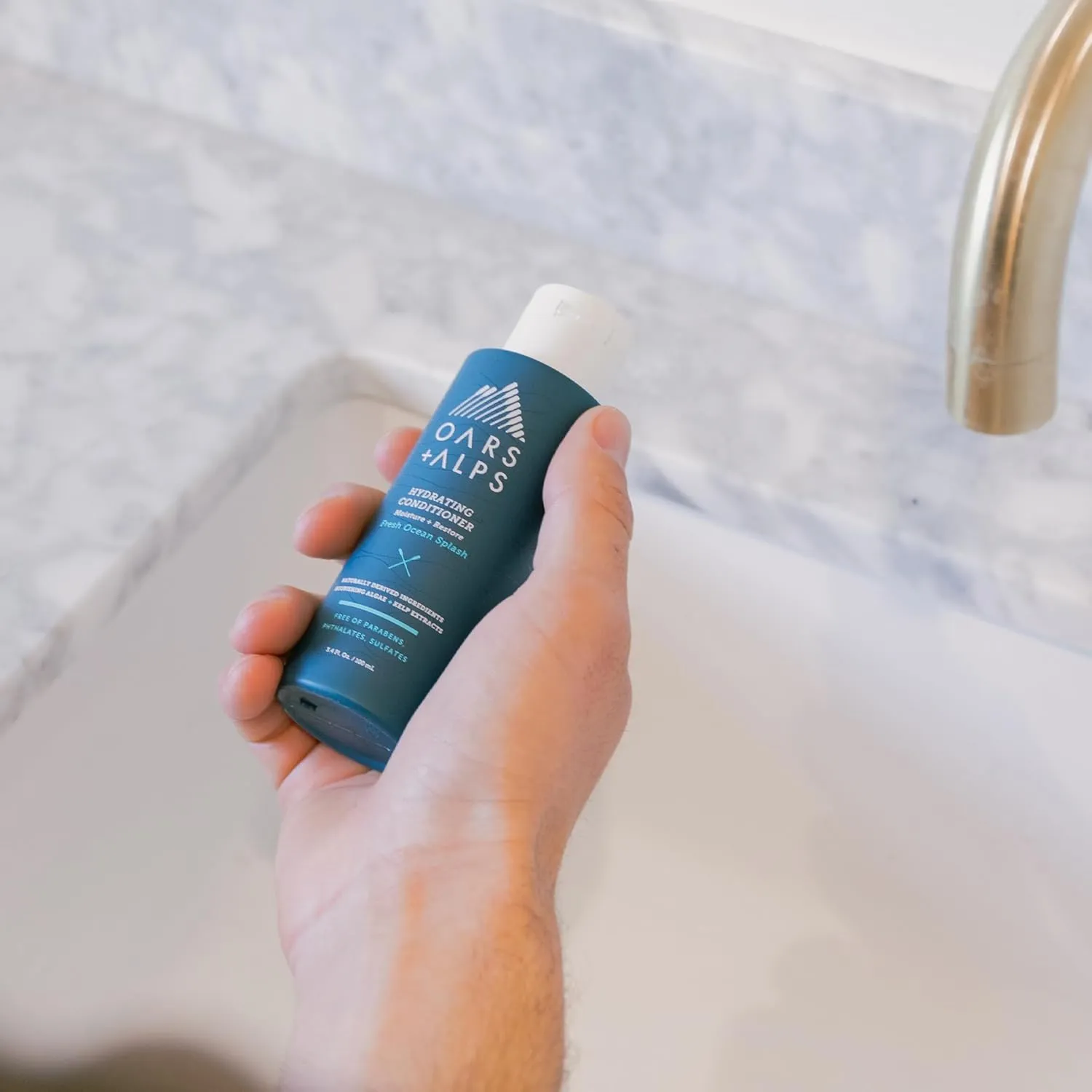 Oars   Alps Men's Sulfate Free Hair Shampoo and Conditioner Set, Infused with Kelp and Algae Extracts, Fresh Ocean Splash, Travel Size 3.4oz Each