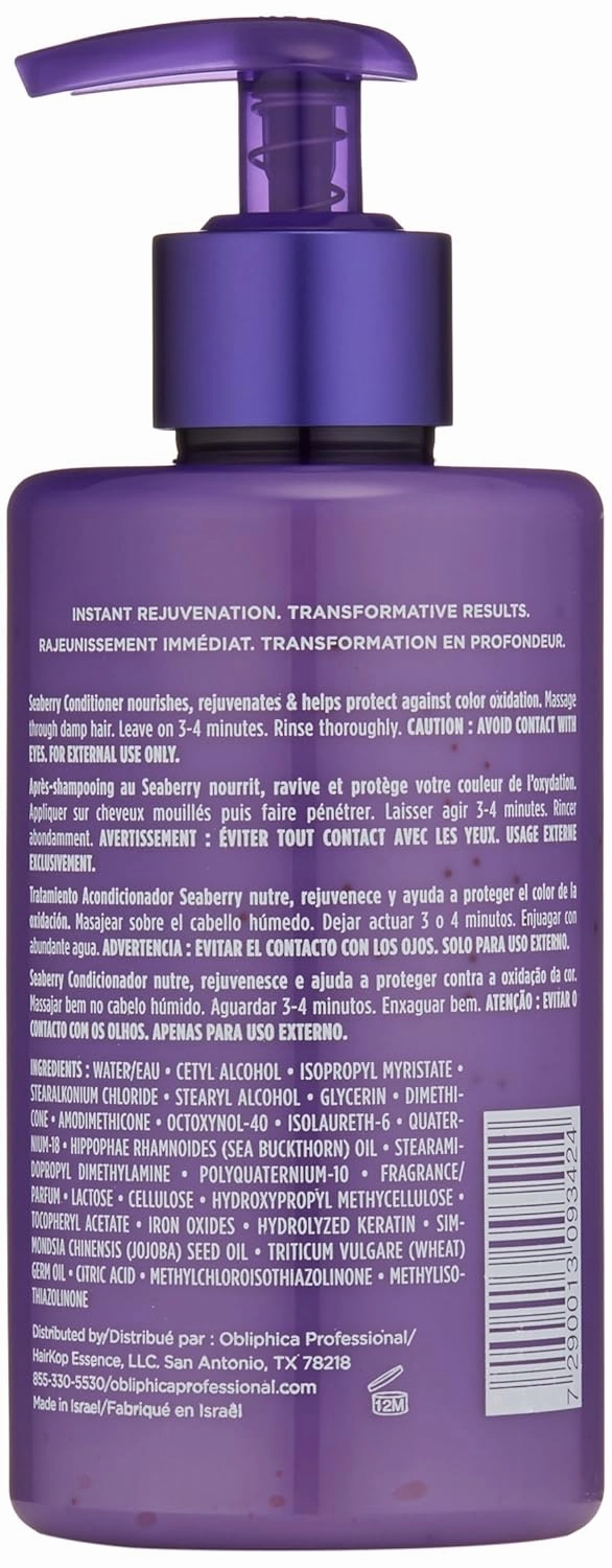 Obliphica Seaberry Conditioner for Wavy Hair - Frizz Control, Curly, Damaged Repaired Hair - Hair Mask & Treatment for Dry Hair and Growth - 10 Fl Oz