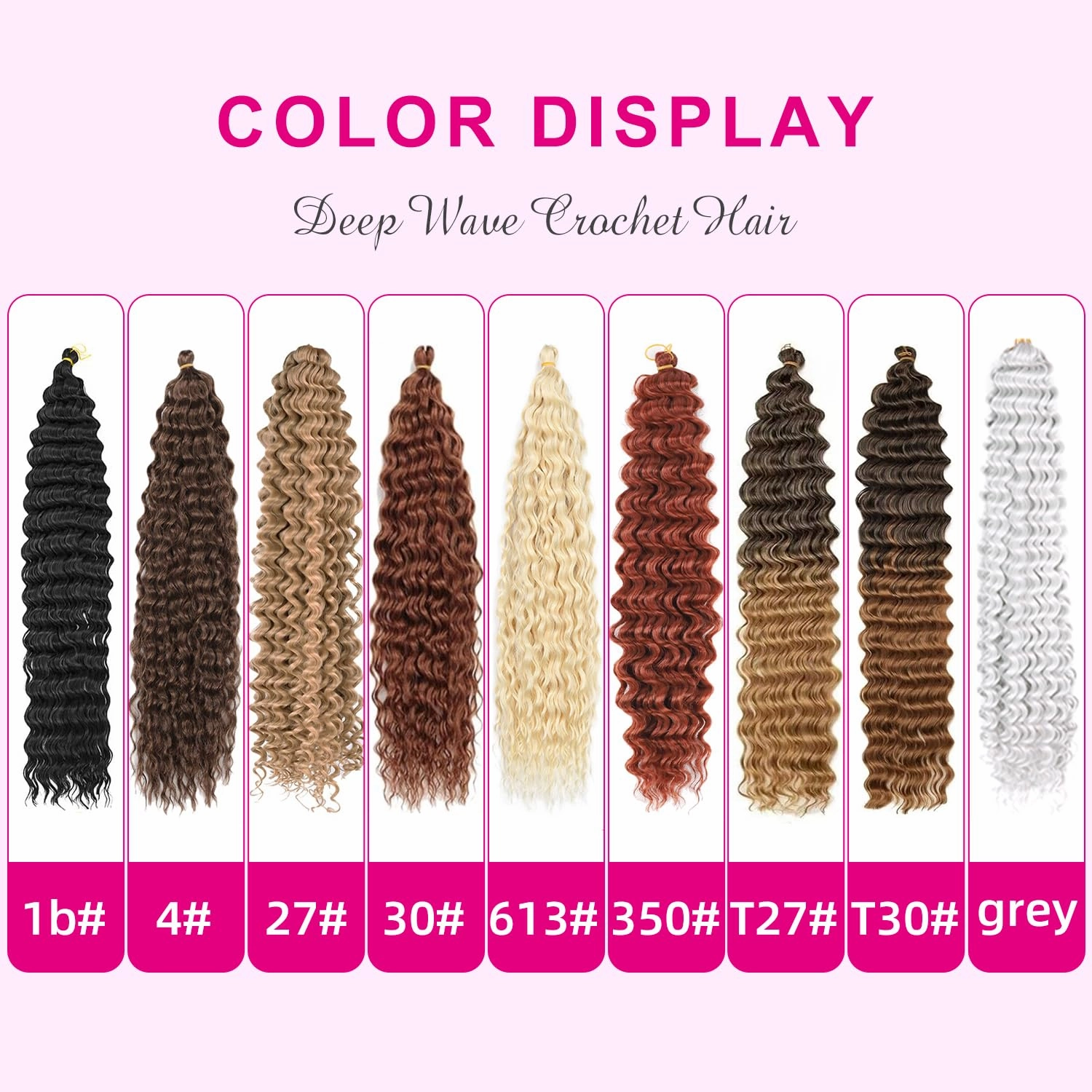 Ocean Wave Crochet Hair 18inch 4packs Deep Wave Crochet Hair Ocean Wave Braiding Hair Crochet Braids Synthetic Braids Wet and Wavy Braiding Hair For Black Women (#27, 18inch,4packs)