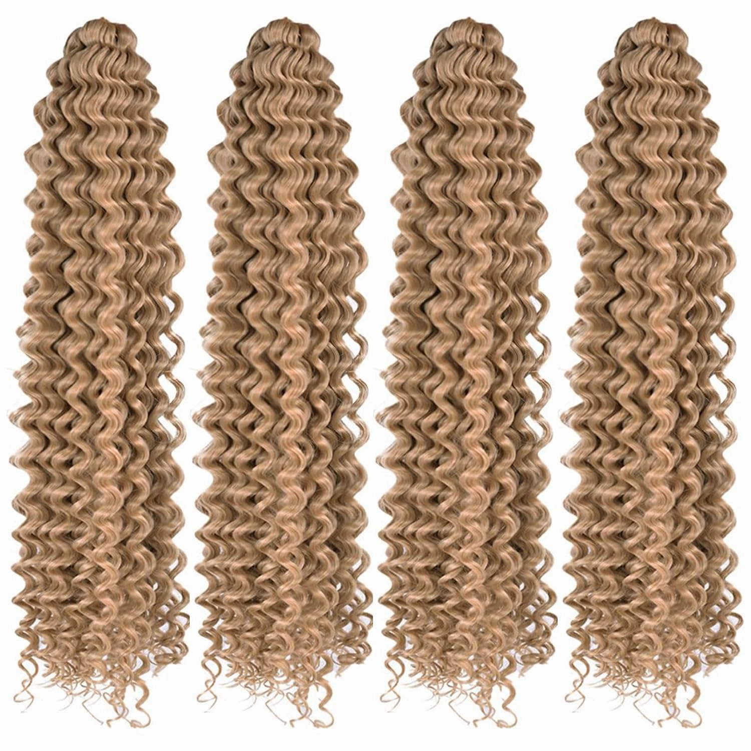 Ocean Wave Crochet Hair 18inch 4packs Deep Wave Crochet Hair Ocean Wave Braiding Hair Crochet Braids Synthetic Braids Wet and Wavy Braiding Hair For Black Women (#27, 18inch,4packs)