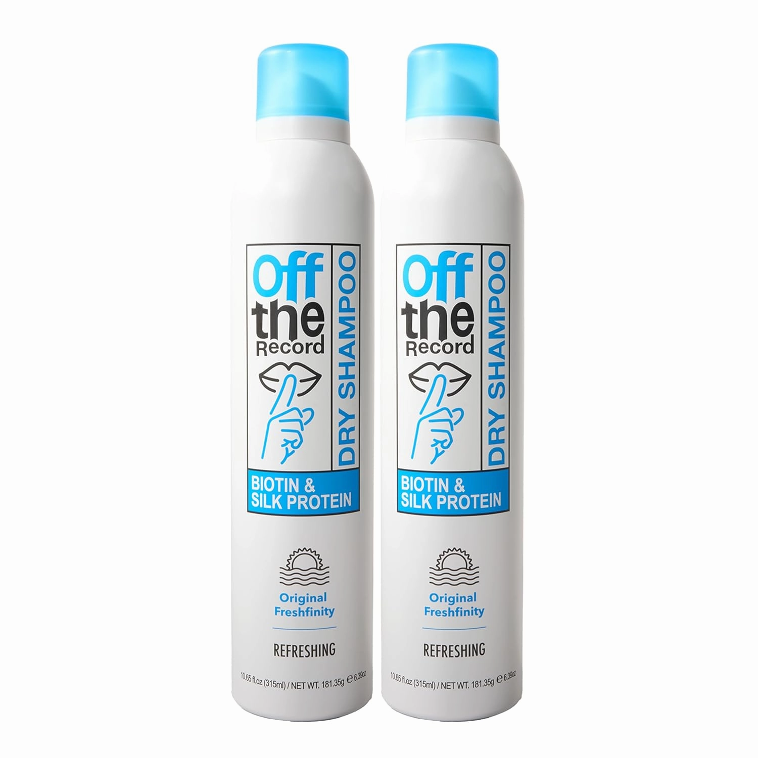 OFF THE RECORD Dry Shampoo - 2 Pack of Original Freshfinity | Refreshing Formula | Biotin   Silk Protein for Hair Growth & Scalp Health | Frizz Control, Strengthens, and Adds Shine - 21.3 oz