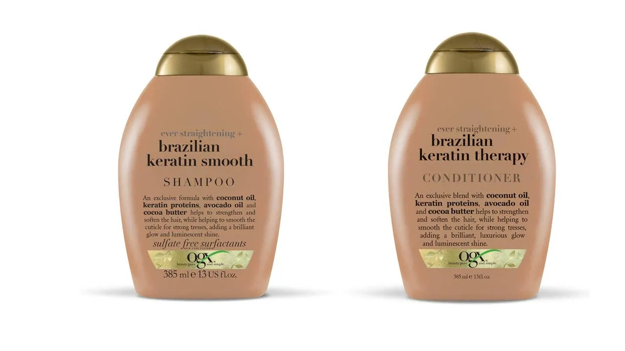 OGX Ever-straightening   Brazillian Keratin Therapy Shampoo and Conditioner 13 Oz, 2 Bottle Set