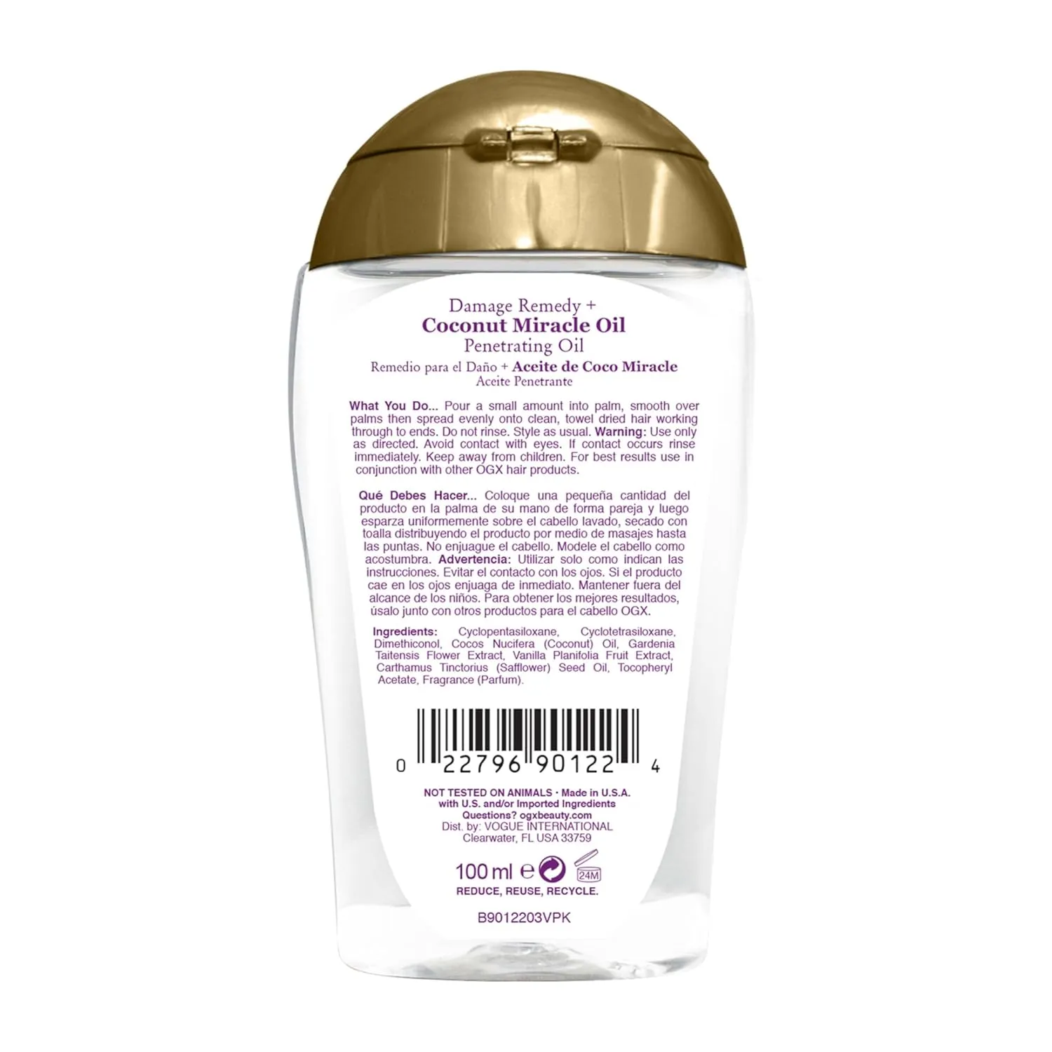 OGX Extra Strength Damage Remedy   Coconut Miracle Oil Penetrating Hair Oil Treatment, Extra Hydrating Anti-Frizz Oil for Coarse, Dry Hair, Paraben-Free, Sulfated-Surfactants Free, 3.3 Fl Oz