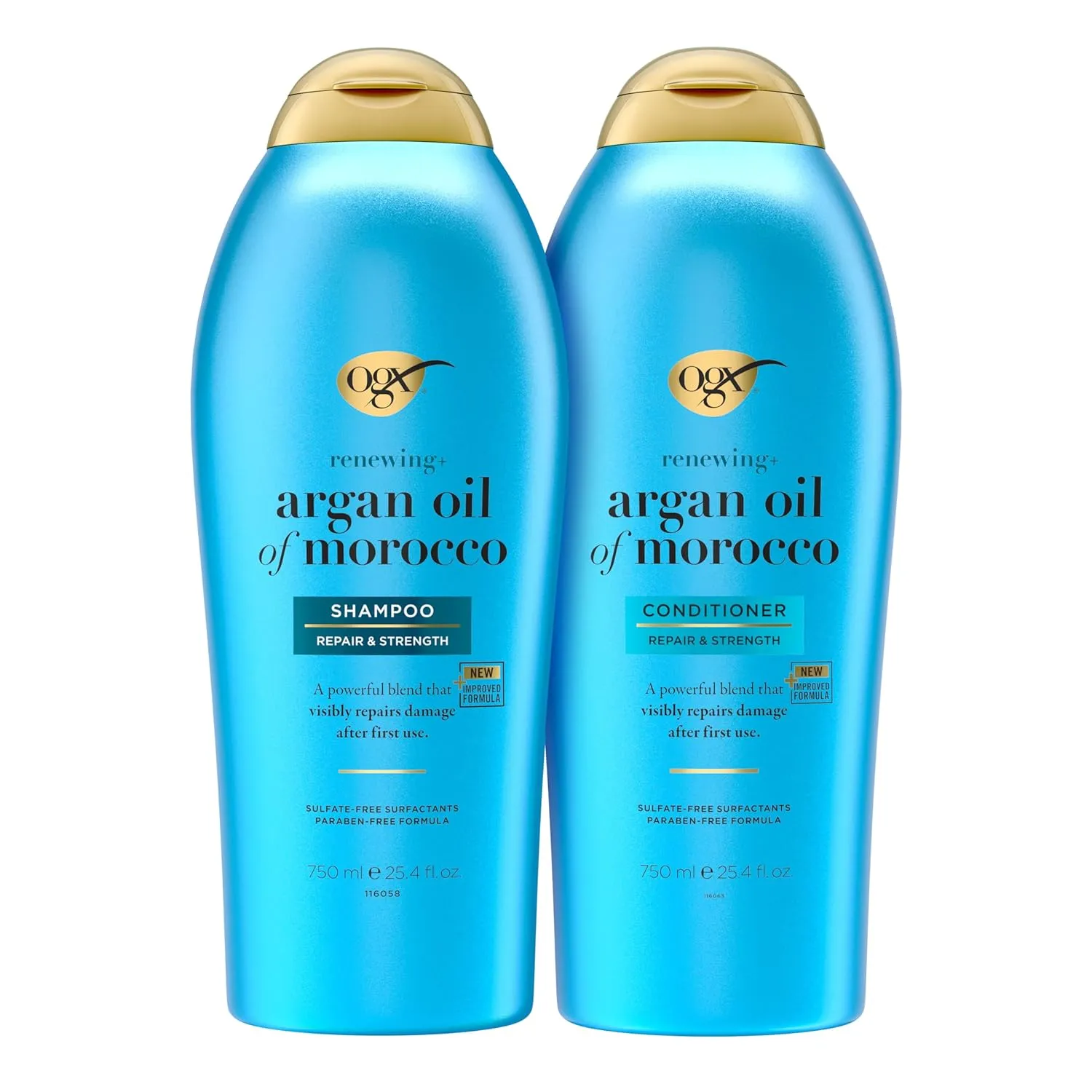 OGX Renewing   Argan Oil of Morocco Shampoo and Conditioner Set, Sulfate-Free Surfactants Shampoo and Conditioner, Restore Strength, Shine and Softness, 25.4 FL OZ (Pack of 2)