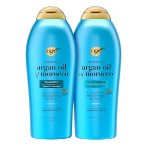 OGX Renewing   Argan Oil of Morocco Shampoo and Conditioner Set, Sulfate-Free Surfactants Shampoo and Conditioner, Restore Strength, Shine and Softness, 25.4 FL OZ (Pack of 2)