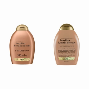 OGX Ever Straightening   Brazilian Keratin Therapy Smoothing Shampoo with Hair-Smoothing Conditioner with Coconut Oil, Cocoa Butter & Avocado Oil