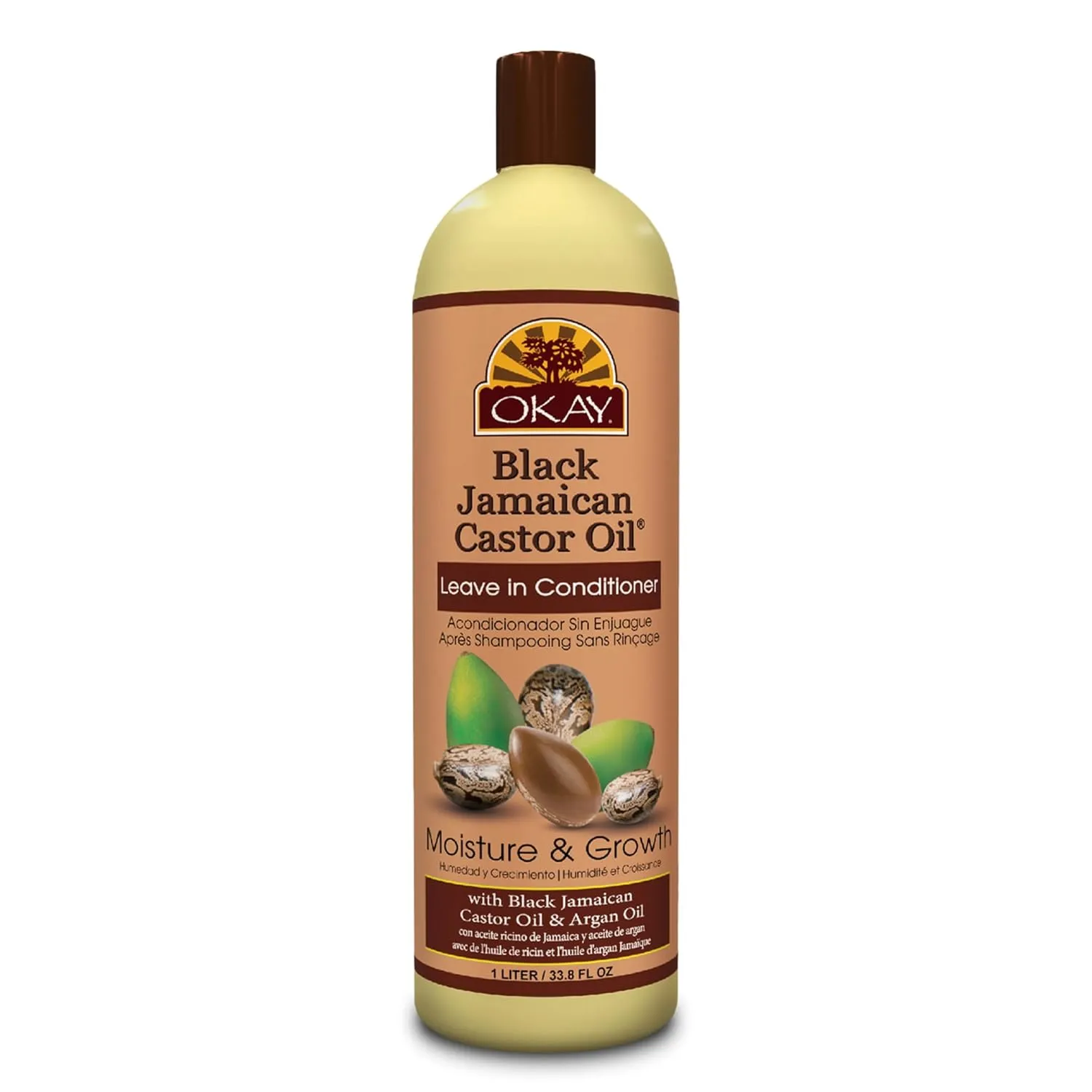 Okay Black Jamaican Castor Oil Leave In Conditioner - Hair Moisturizer for Women and Men, Natural Hair Product Curly Grease for Smooth, Moisturized Feel - 33.8 oz (Pack of 1)