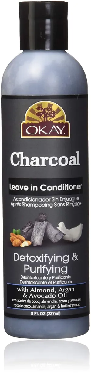 Okay Charcoal Leave In Conditioner For All Hair Types & Textures Detoxifying & Purifying With Almond, Argan & Avocado Oil Sulfate, Silicone & Paraben Free 8 Ounce , 8 Ounce
