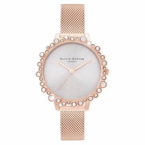 Olivia Burton Bubble Case Pale Rose Mesh Gold Steel Women's Watch - OB16US50