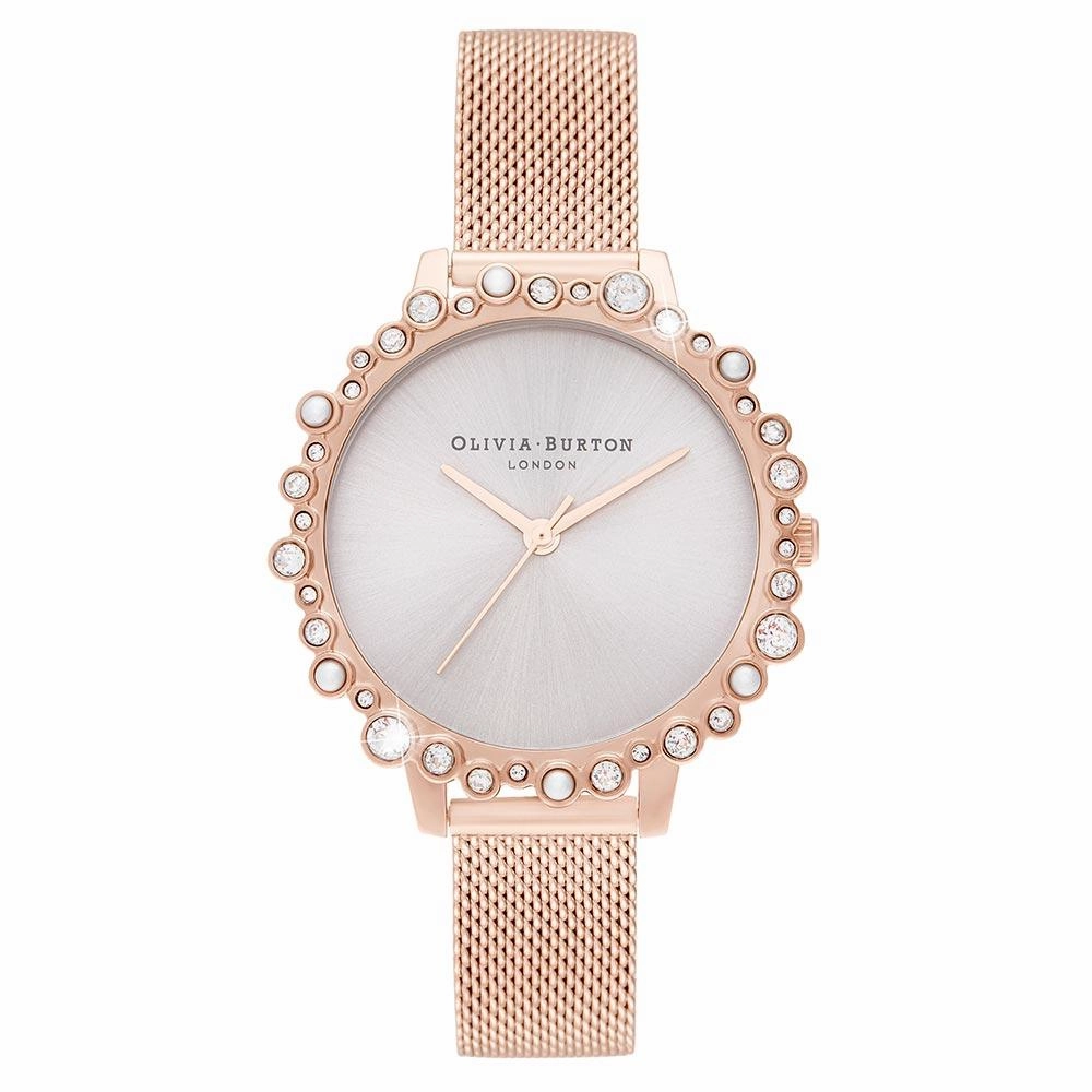 Olivia Burton Bubble Case Pale Rose Mesh Gold Steel Women's Watch - OB16US50