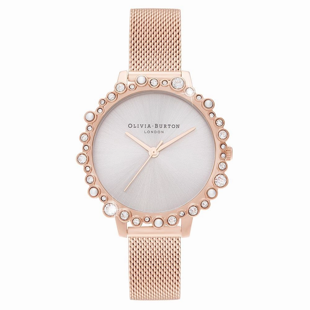 Olivia Burton Bubble Case Pale Rose Mesh Gold Steel Women's Watch - OB16US50