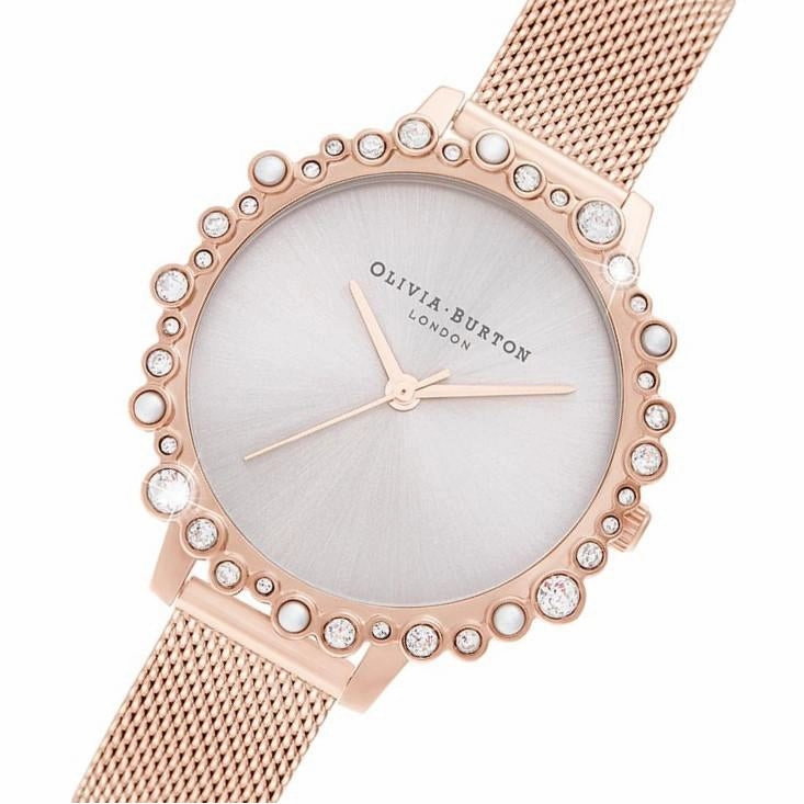 Olivia Burton Bubble Case Pale Rose Mesh Gold Steel Women's Watch - OB16US50