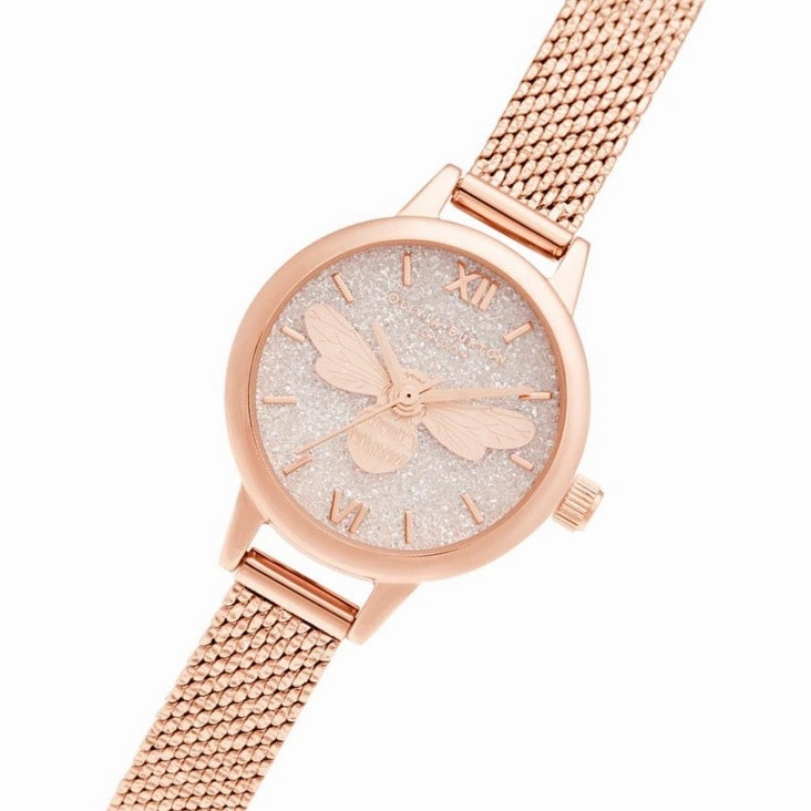 Olivia Burton Mini Dial Rose Gold Boucle Mesh Women's Watch - OB16FB15