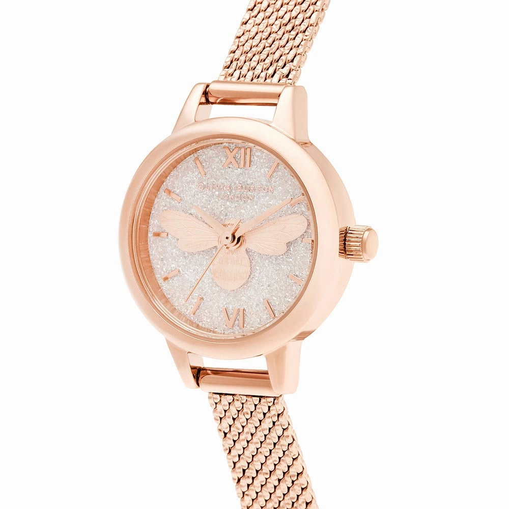 Olivia Burton Mini Dial Rose Gold Boucle Mesh Women's Watch - OB16FB15