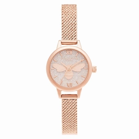 Olivia Burton Mini Dial Rose Gold Boucle Mesh Women's Watch - OB16FB15