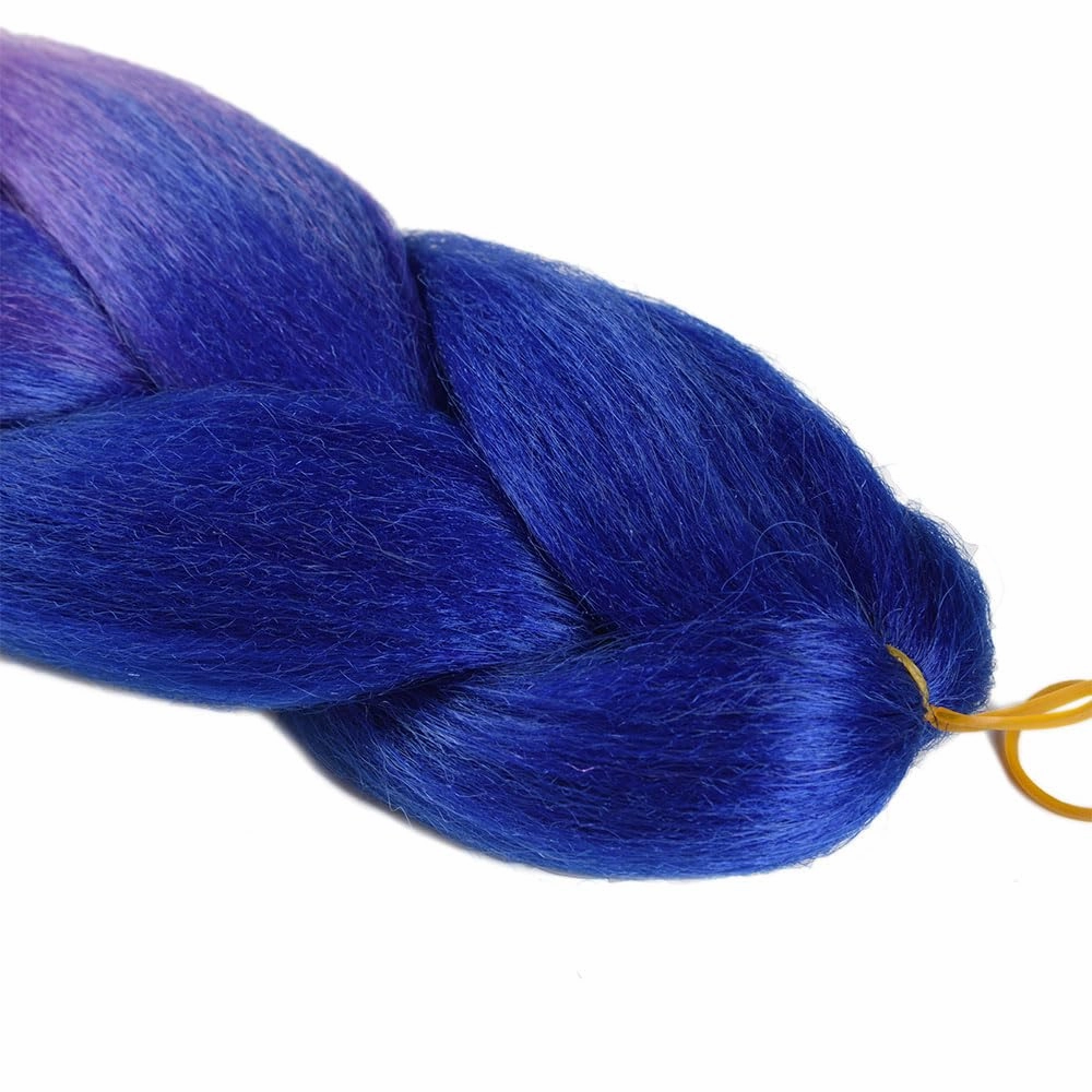 Ombre Braiding Hair 24 Inch Jumbo Braid Hair Extensions 3Pcs Pre Stretched High Temperature Crochet Braiding Hair for Boxes Crochet twist Hair (Blue/Purple/pink)