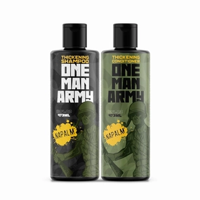 ONE MAN ARMY Men's Napalm Shampoo and Conditioner Set for Fuller, Thicker Looking Hair, Volumizing Product for Fine, Thinning Hair, Gift for Him, American Made, 16oz 2 Pack