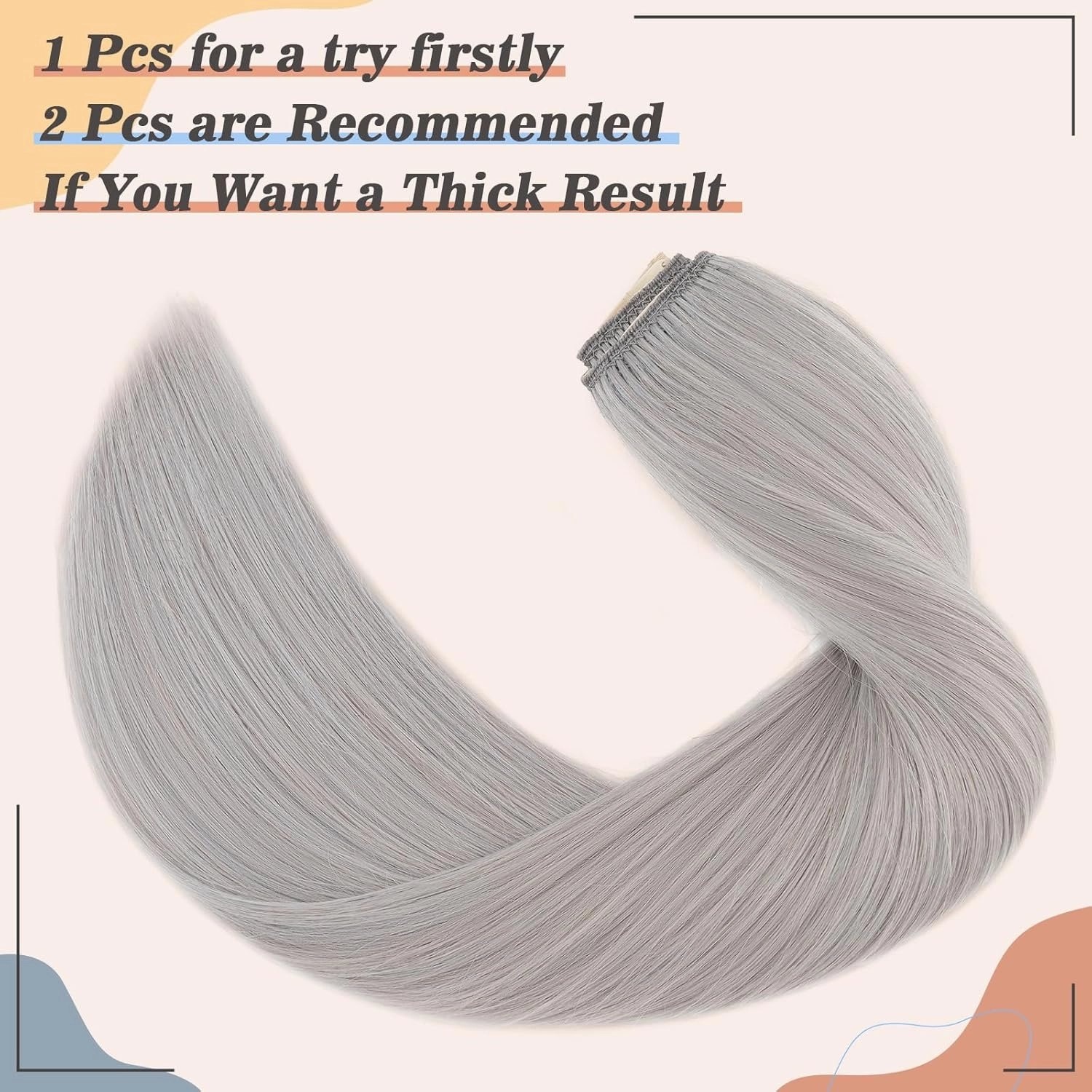 One Piece Clip in Hair Extensions Real Human Hair,S-noilite One Piece Human Hair Extensions 5 Clips 3/4 Full Head Thicker Hair Weft 12 Inch-70g #G1 Light Gray