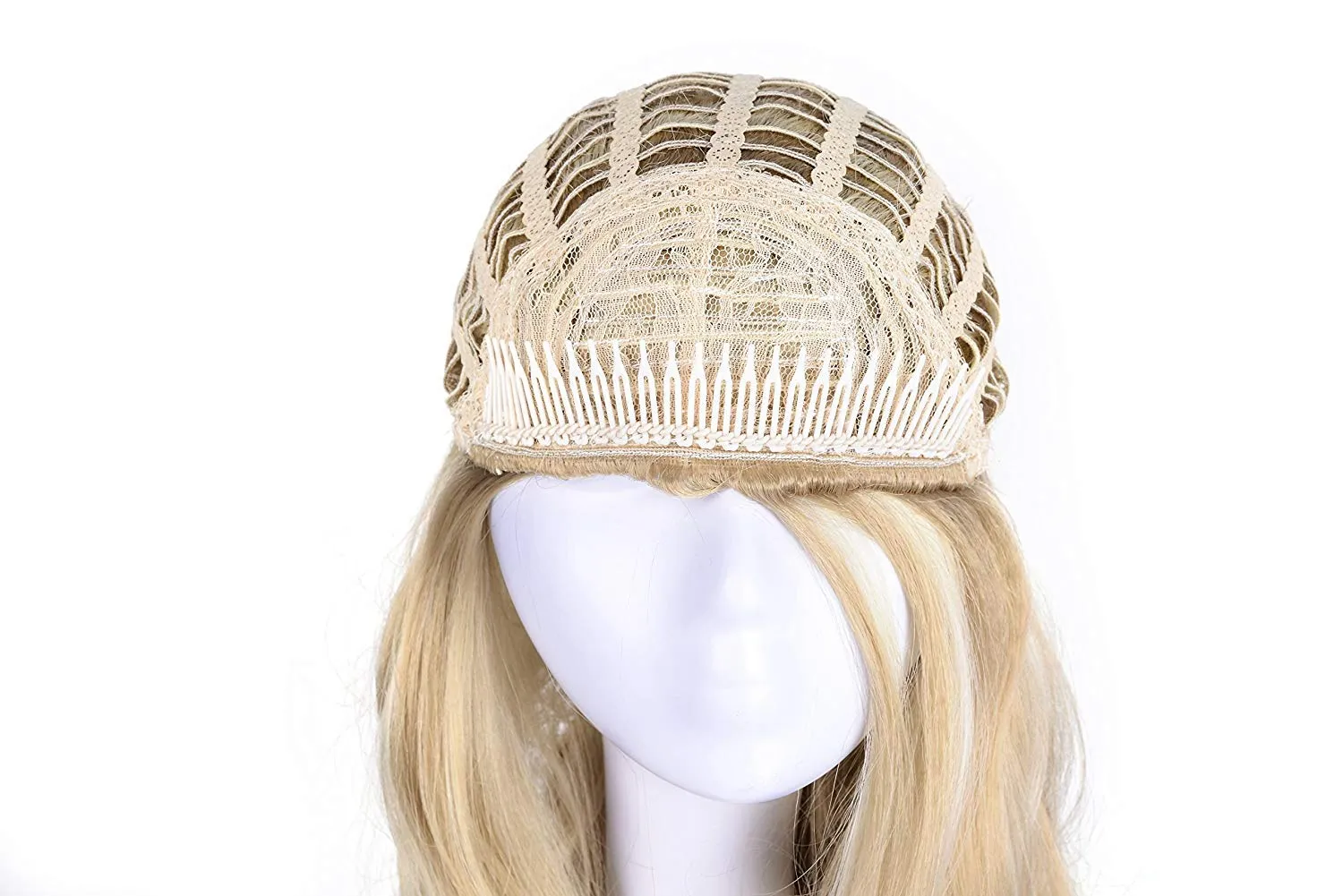 Onedor 23" Curly Hair Women Ladies 3/4 Half Wig Premium Japanese Synthetic fibers Wigs with Secured Mesh Head Cap (Slightly Curl, 1416T)