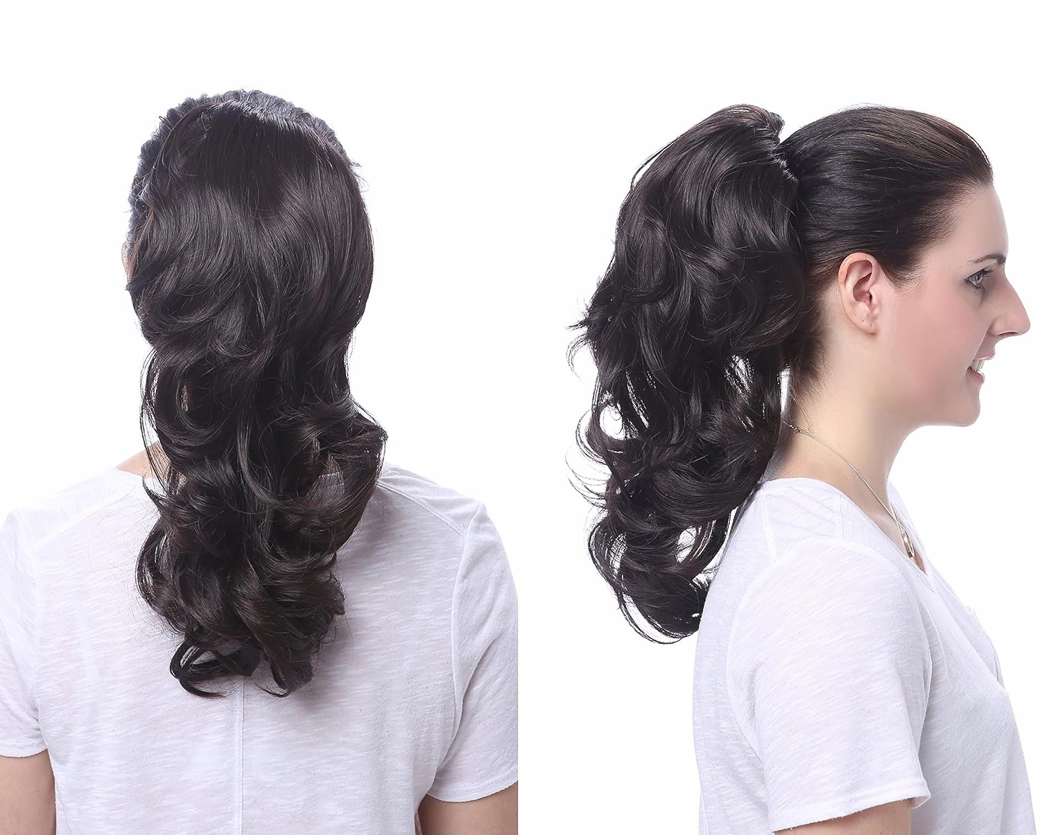 Onedor 15" Synthetic Fiber Curly Ponytail Hair Extension hairpiece with Clip-in Jaw Clips, Dual-Use Hair Extensions (10#-Medium Golden Brown)