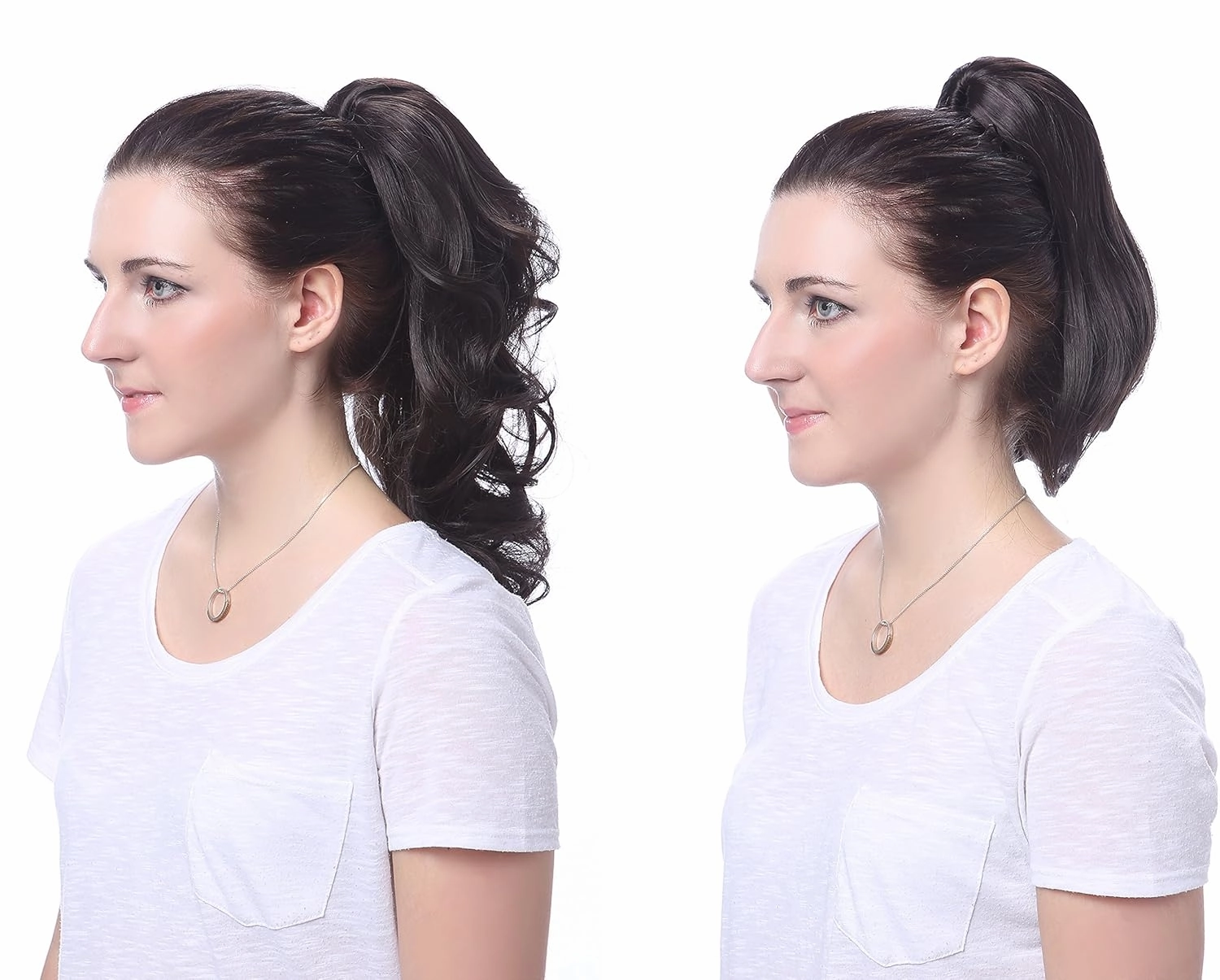 Onedor 15" Synthetic Fiber Curly Ponytail Hair Extension hairpiece with Clip-in Jaw Clips, Dual-Use Hair Extensions (10#-Medium Golden Brown)