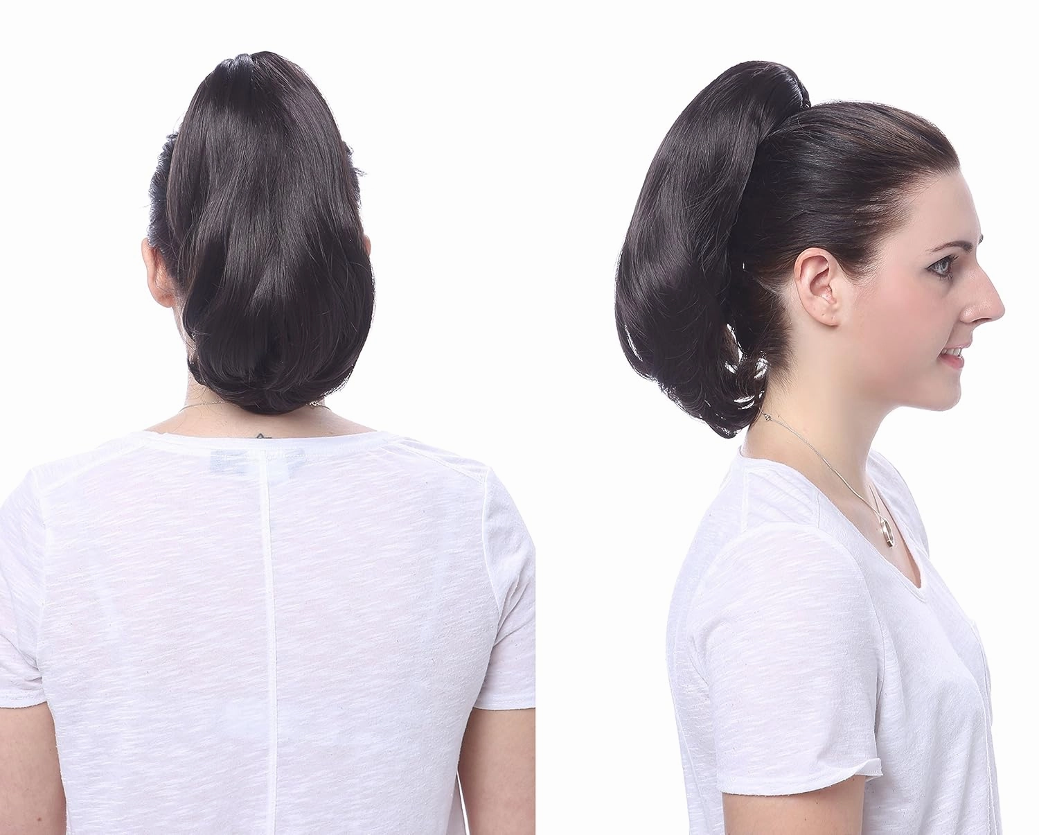 Onedor 15" Synthetic Fiber Curly Ponytail Hair Extension hairpiece with Clip-in Jaw Clips, Dual-Use Hair Extensions (10#-Medium Golden Brown)