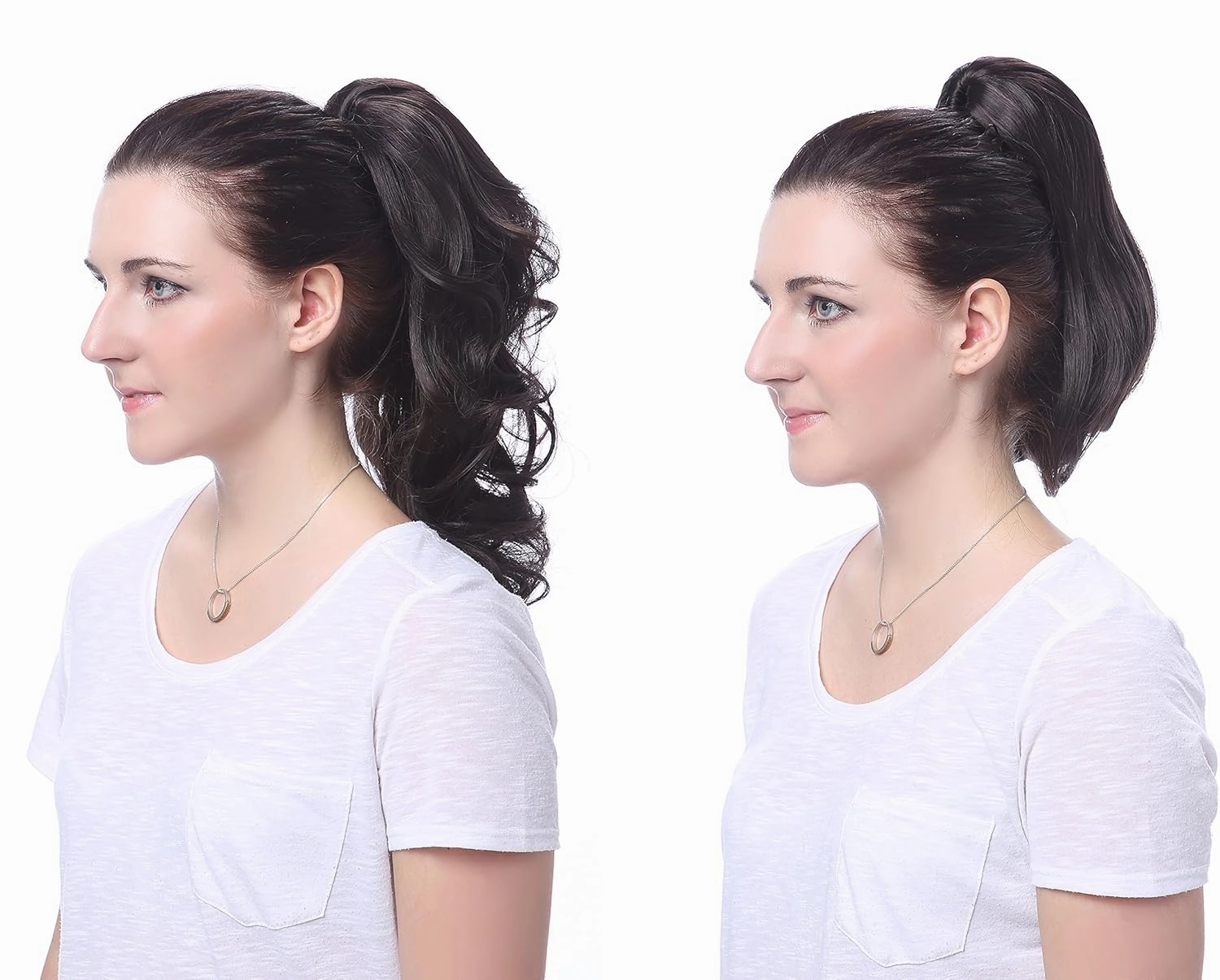 Onedor 15" Synthetic Fiber Curly Ponytail Hair Extension hairpiece with Clip-in Jaw Clips, Dual-Use Hair Extensions (12#-Light Brown)