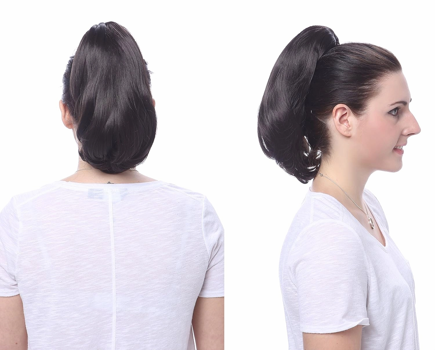 Onedor 15" Synthetic Fiber Curly Ponytail Hair Extension hairpiece with Clip-in Jaw Clips, Dual-Use Hair Extensions (12#-Light Brown)