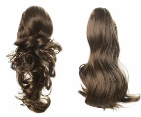 Onedor 15" Synthetic Fiber Curly Ponytail Hair Extension hairpiece with Clip-in Jaw Clips, Dual-Use Hair Extensions (12#-Light Brown)