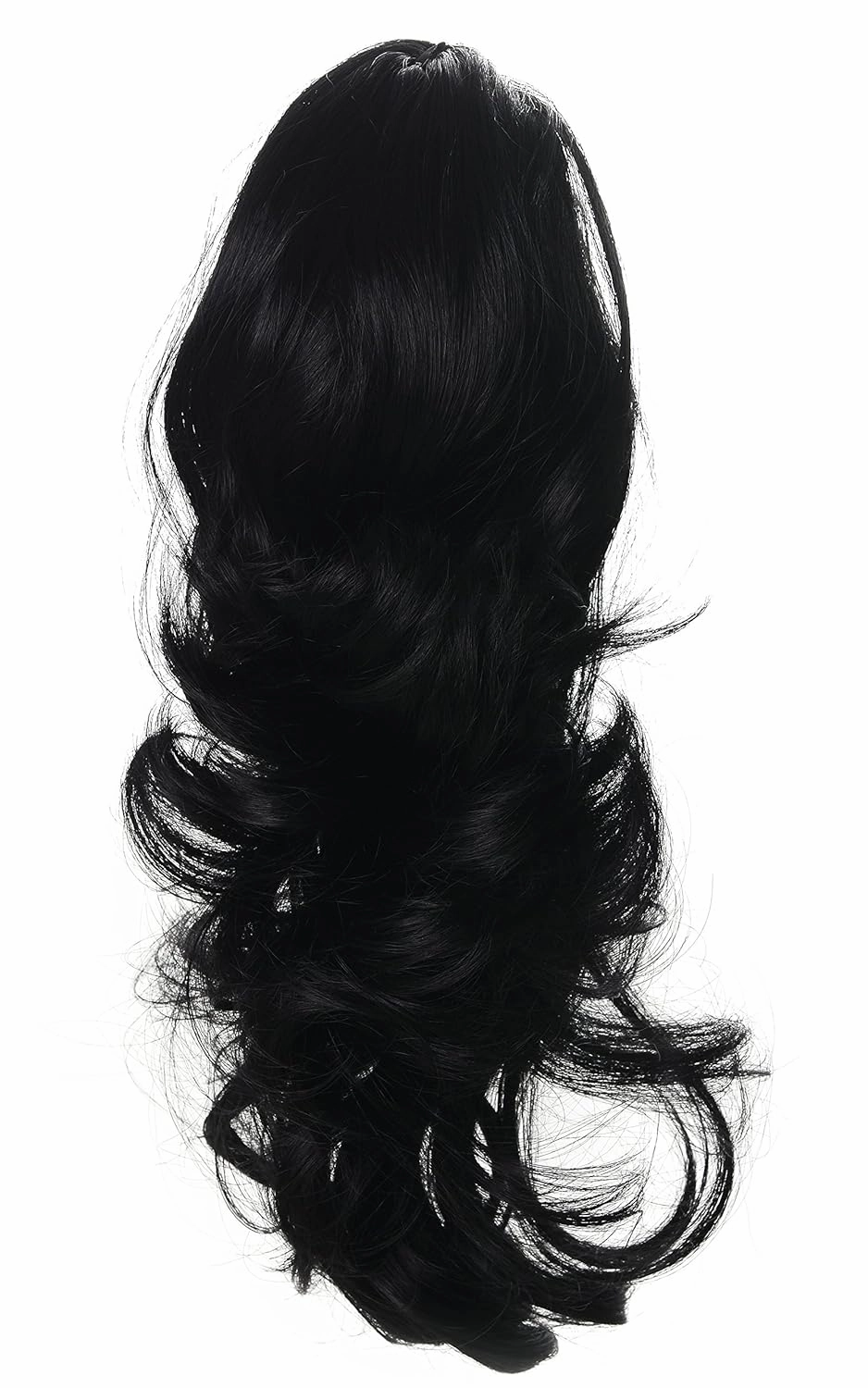 Onedor 15" Synthetic Fiber Curly Ponytail Hair Extension hairpiece with Clip-in Jaw Clips, Dual-Use Hair Extensions (1#-Black)