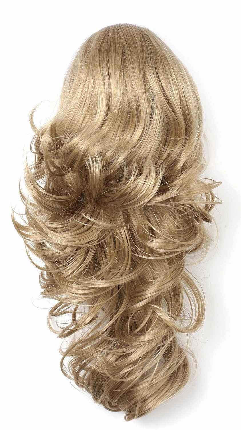 Onedor 15" Synthetic Fiber Curly Ponytail Hair Extension hairpiece with Clip-in Jaw Clips, Dual-Use Hair Extensions (24#-Light Blonde)
