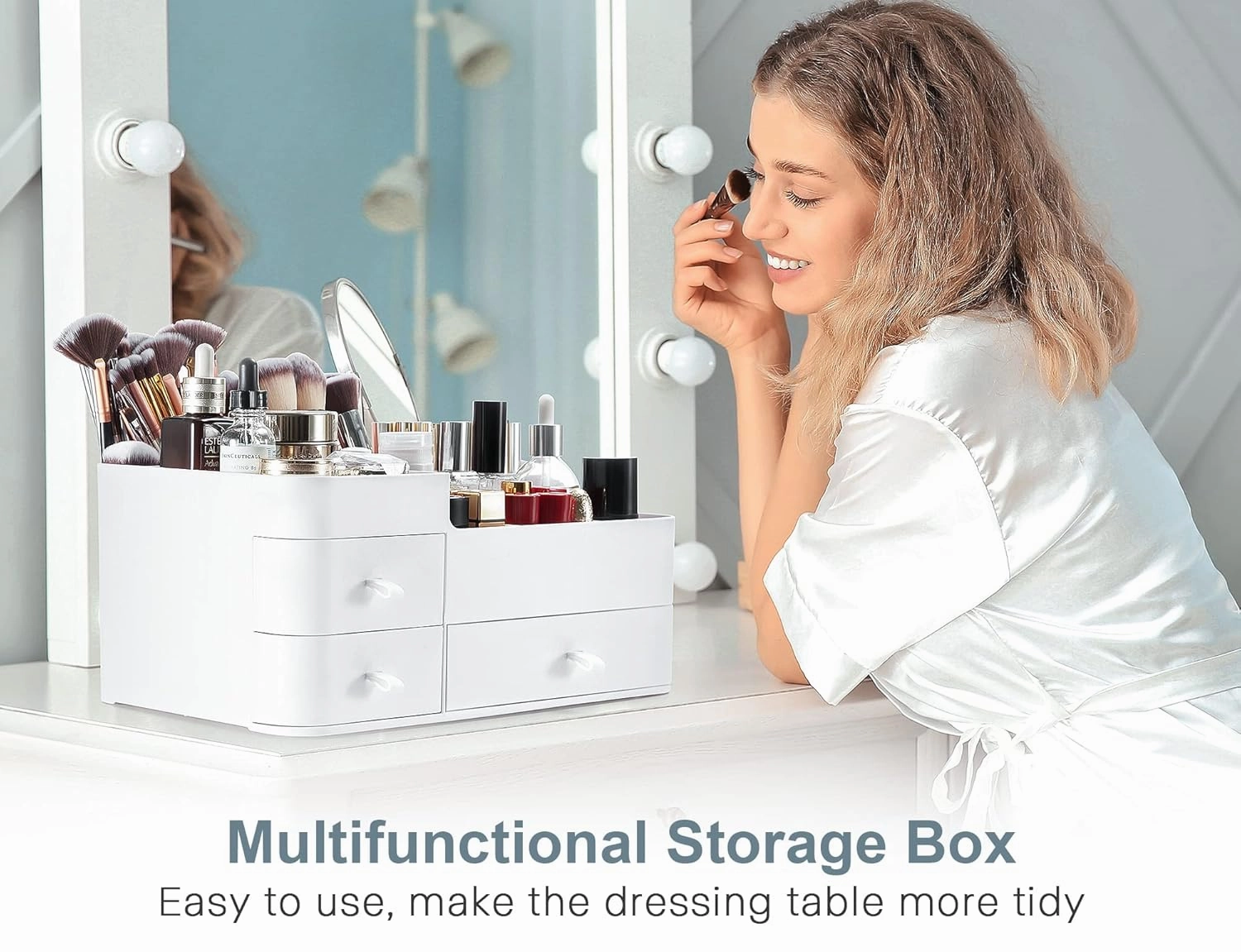 ONXE Makeup Organizer with Drawers,Large Capacity Bathroom Organizer and Storage,Vanity,Bathroom,Bedroom Countertop Storage for Skincare,Cosmetics,Perfume,Brushes,Eyeshadow,Lipstick, Nail Polish