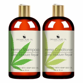 OPO Natural Hemp Extract Hydrating Sulfate Free 16 oz Shampoo & Conditioner Set - Rich Botanical Hydrating Nourishing Formula Best for Curly Frizzy Hair Safe for Keratin Treated Hair Organic Pure Oil