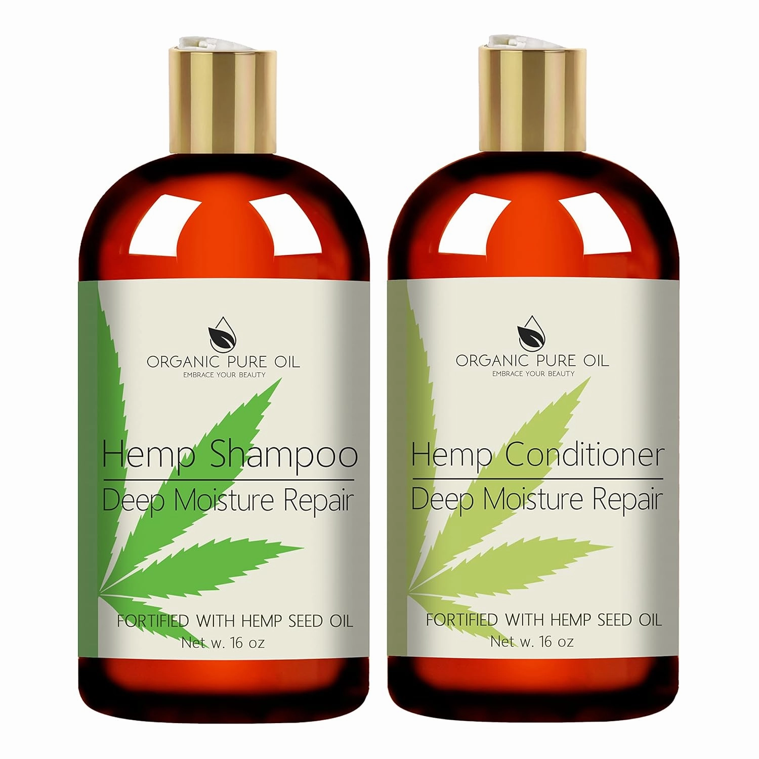 OPO Natural Hemp Extract Hydrating Sulfate Free 16 oz Shampoo & Conditioner Set - Rich Botanical Hydrating Nourishing Formula Best for Curly Frizzy Hair Safe for Keratin Treated Hair Organic Pure Oil