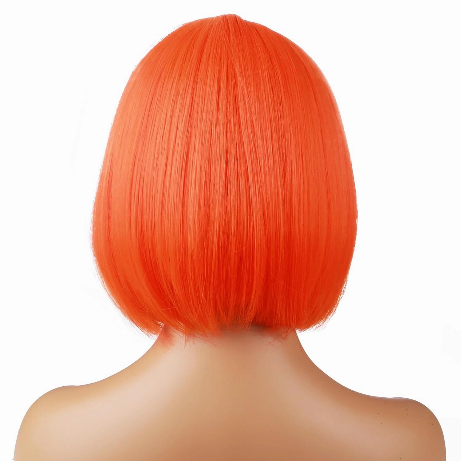 Orange Bob Wig with Bangs for Women Short Bright Orange Bob Wig Straight Orange Bob Wig Synthetic Heat Resistant Wig with Wig Cap