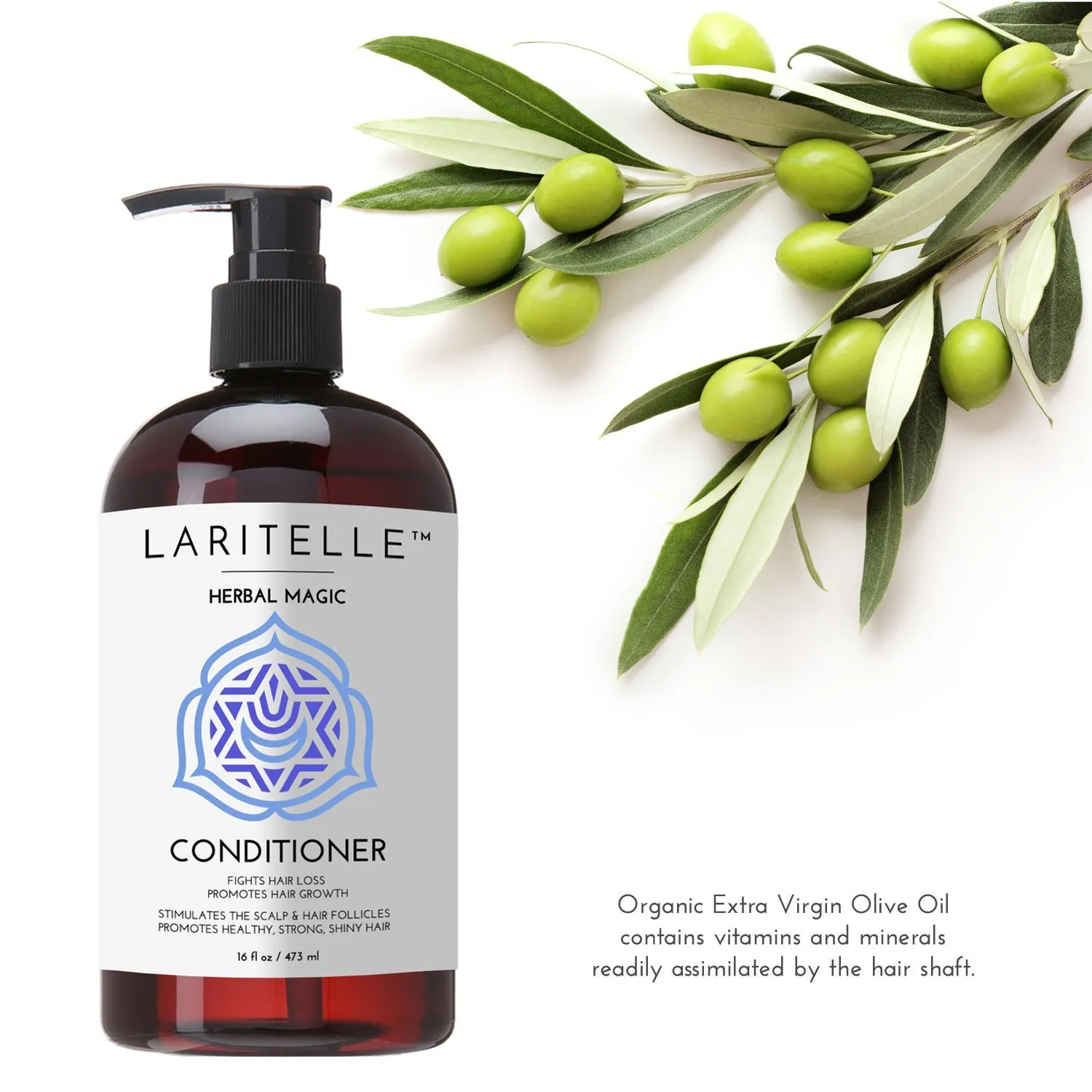 Organic Conditioner 16 oz | Hair Loss Prevention, Anti-Breakage, Split Ends Treatment | Rosemary & Saw Palmetto | NO GMO, Gluten, Alcohol, Paraben, Phthalates | Unscented. Hypoallergenic