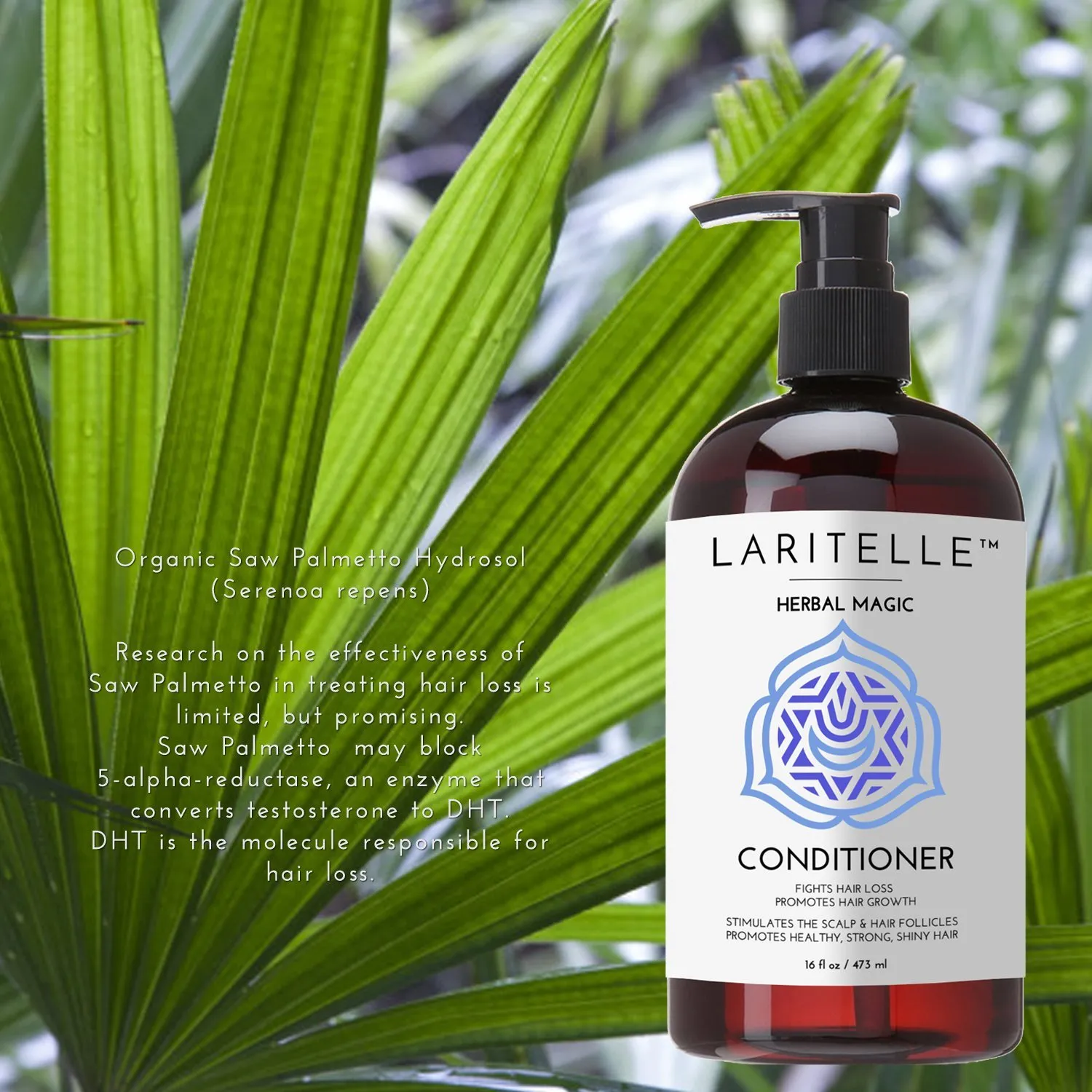 Organic Conditioner 16 oz | Hair Loss Prevention, Anti-Breakage, Split Ends Treatment | Rosemary & Saw Palmetto | NO GMO, Gluten, Alcohol, Paraben, Phthalates | Unscented. Hypoallergenic