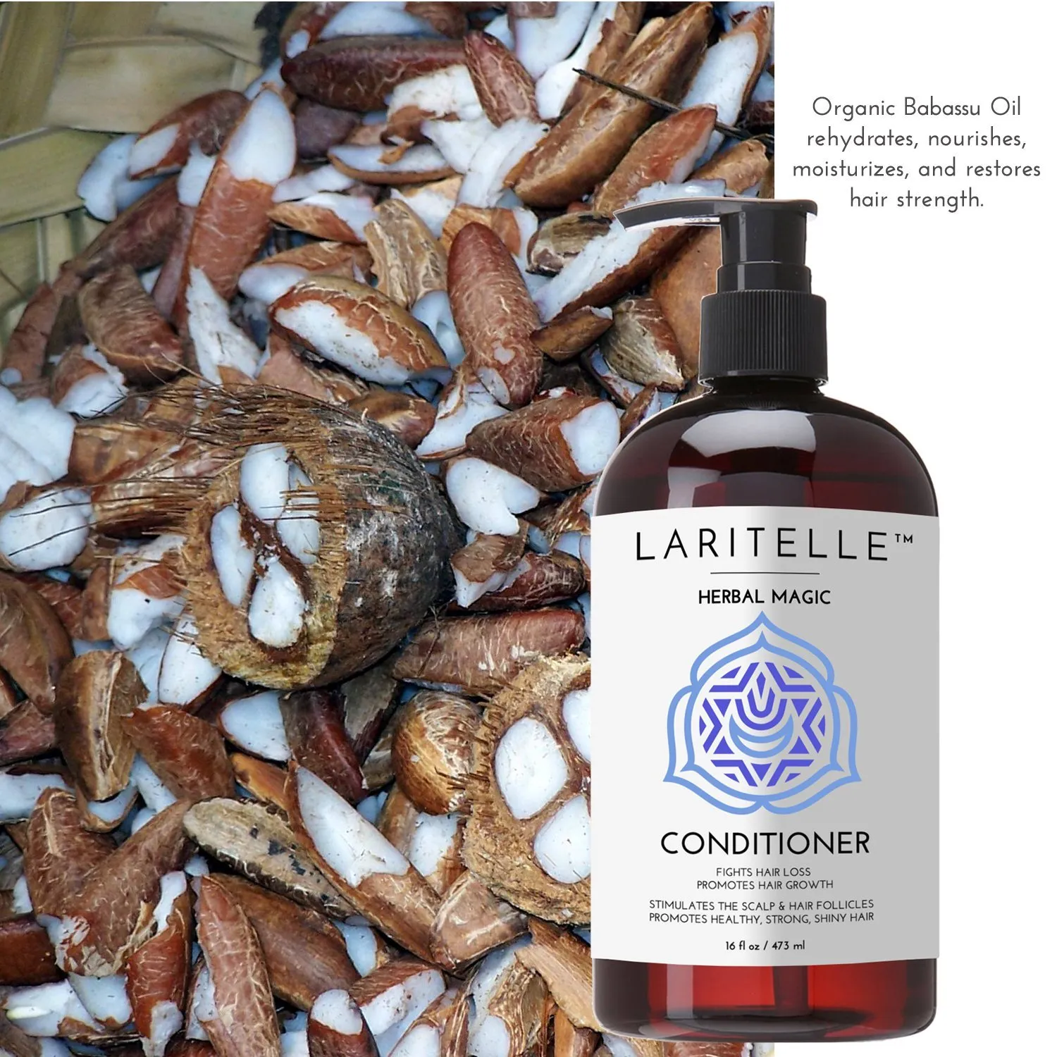 Organic Conditioner 16 oz | Hair Loss Prevention, Anti-Breakage, Split Ends Treatment | Rosemary & Saw Palmetto | NO GMO, Gluten, Alcohol, Paraben, Phthalates | Unscented. Hypoallergenic