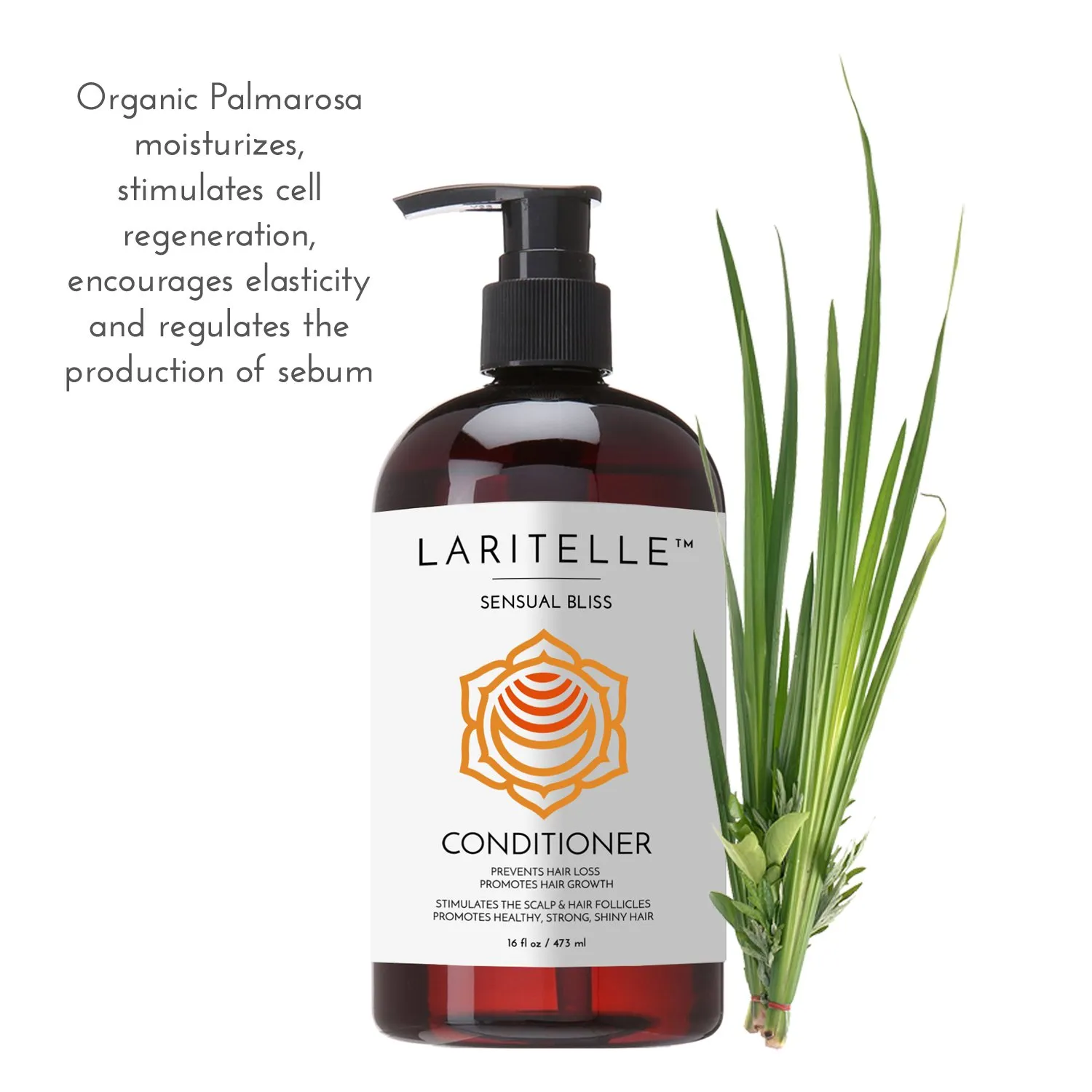 Organic Conditioner, Hair Loss Prevention, Anti-Breakage, Split Ends Treatment, Argan Oil, Rosemary and Palmarosa, NO GMO, Sulfates, Gluten, Alcohol, Parabens, Phthalates, 16 oz